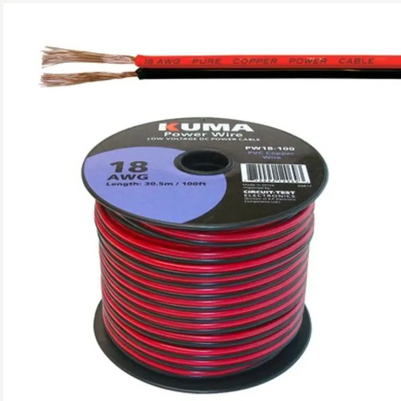 Pw18-100 Red/Black 18 Awg Dc Power Wire Pair – 100-Foot Spool For Low-Voltage Applications 1