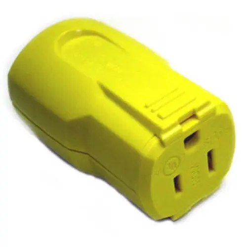 Quick-Grip Yellow Ac Power Socket – Nema 5-15R, 3-Position, 15A, 125V, Industrial-Grade Plastic Housing 1