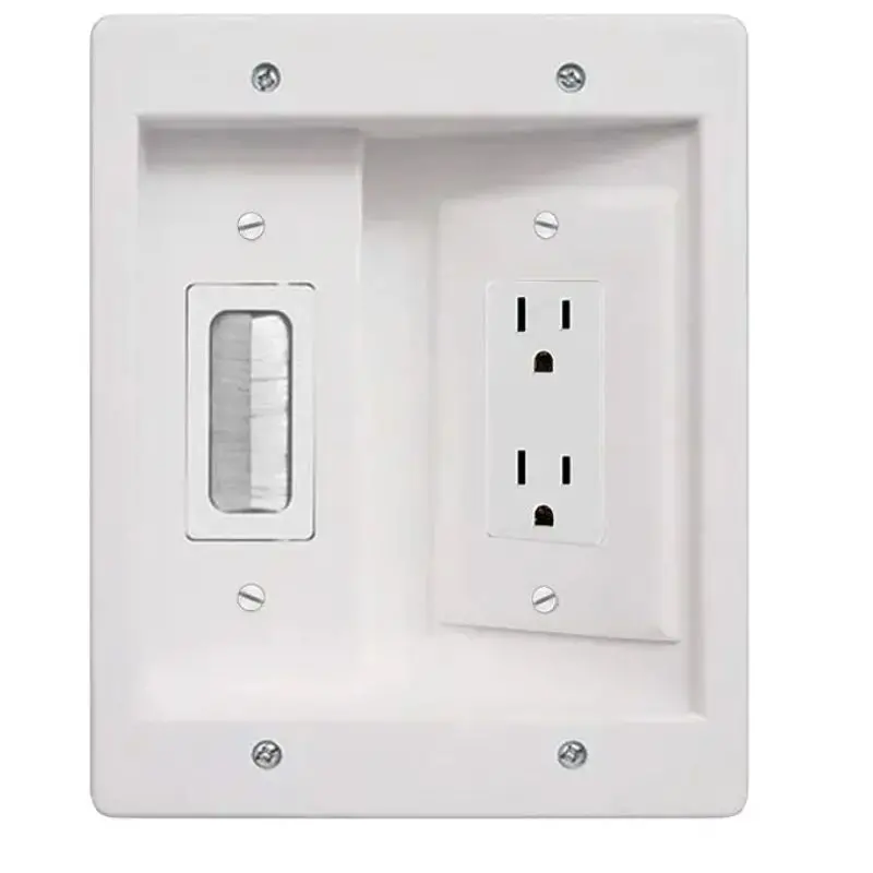 Recessed Duplex Electrical Receptacle – 15A With Built-In Cable Pass-Through 1