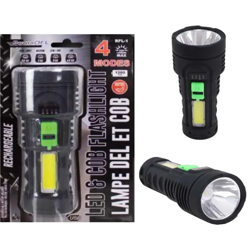 Rechargeable Led+Cob Flashlight With Usb Charging – 320 Lumens 1