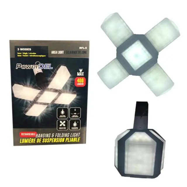 Rfl-5 Rechargeable Hanging & Folding Security Light – 400 Lumen, Portable Camping Lamp 1