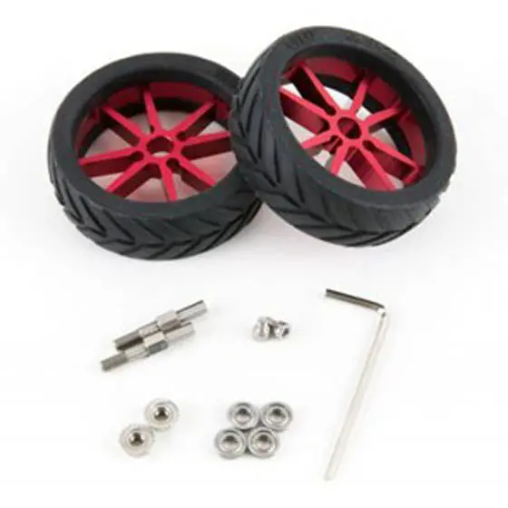Rimwacc Mini Wheel Kit — 57Mm Diameter, Includes 2 Aluminum Rims & Silicone Tires With Shaft Adapters (Pack Of 2) 1