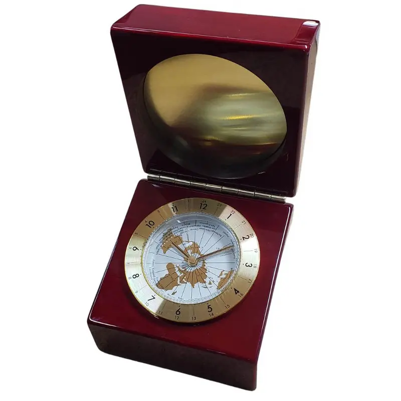 Rosewood-Style Analog Desk Clock With Elegant Woodgrain Finish 2