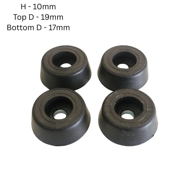 Rubber Round Equipment Feet – 19 × 10 × 17 Mm, M3 Screw Hole, 4-Pack 1