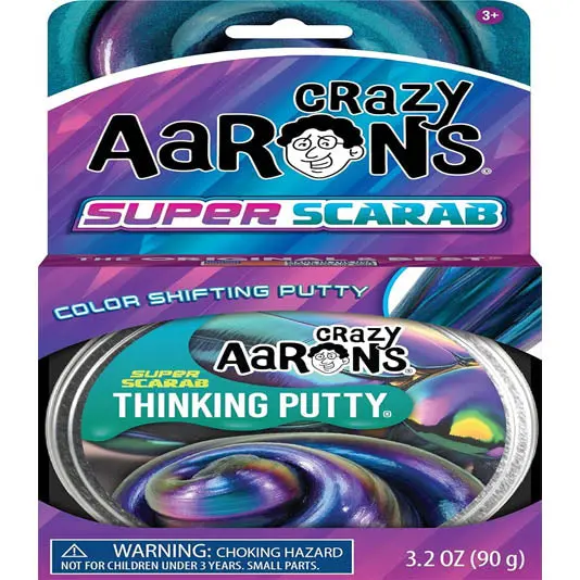 Sc020Eu Crazy Aaron’S Thinking Putty – Super Scarab: Metallic Green Iridescent Stretchable Putty 1