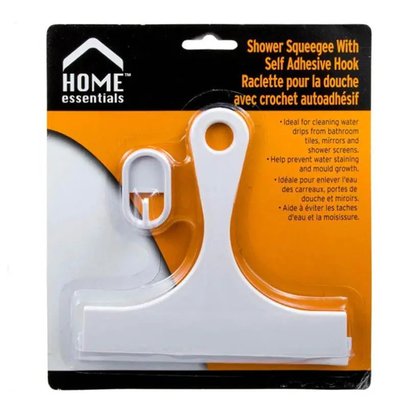 Self-Adhesive Shower Squeegee With Wall-Mount Hook 1