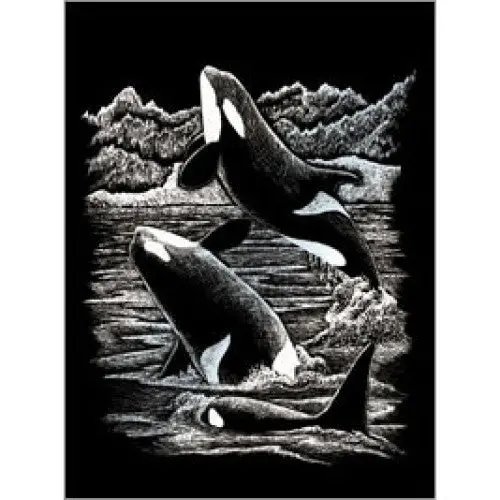 Silf19 Silver Engraved Orca Whale Art Piece | Handcrafted Ornament 1