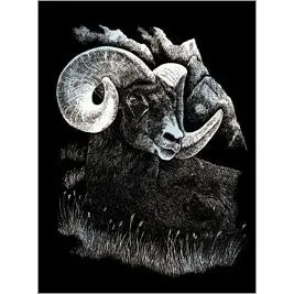 Silver-Engraved Longhorn Ram Sculpture – Collectible Accent 1