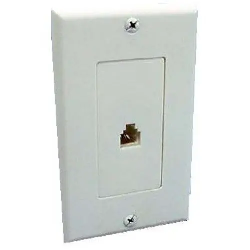 Single-Gang Wall Plate – 6P4C Modular Jack, Plastic, White 1