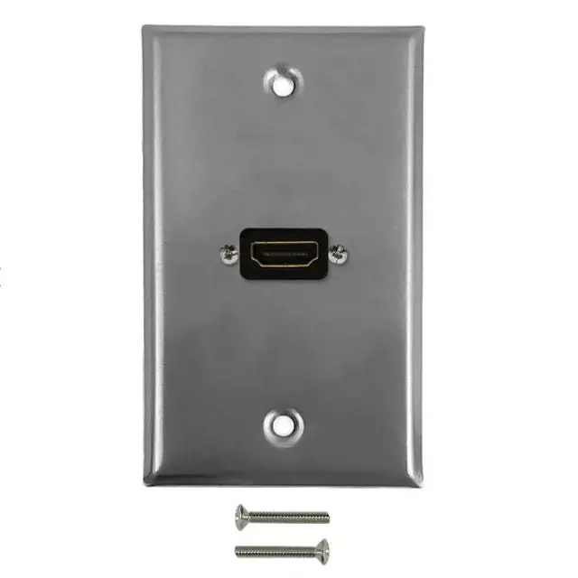 Single-Port Hdmi Wall Plate – Stainless Steel Finish, Low-Profile Design 1