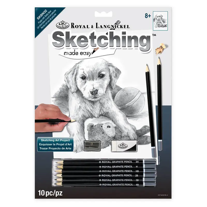 Skbn32 – Puppy With Teddy Bear Sketching Art Kit: Heartwarming Pet-Themed Design 1