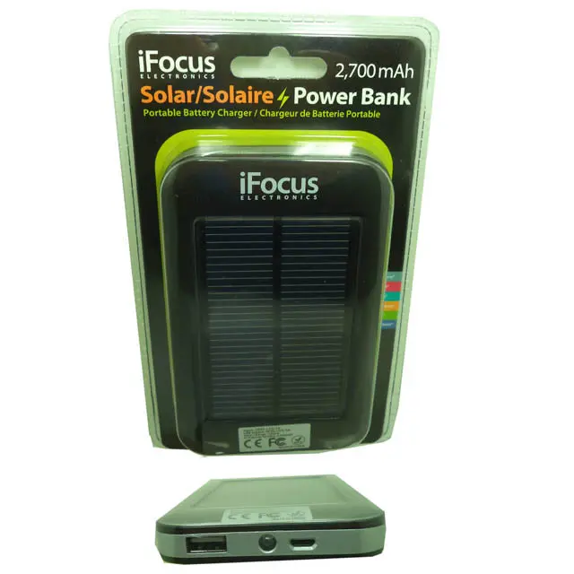 Solar-Powered 2700Mah Power Bank – Eco-Friendly Portable Charger With Usb Cable 1