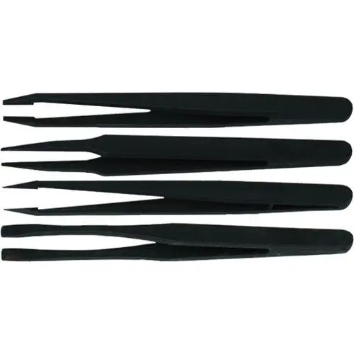 St83 Antistatic Plastic Tweezer Set – 5-Inch, 4-Piece Non-Conductive Assortment 1