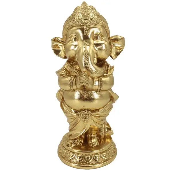 Standing Ganesha Statue – Hand-Painted Golden Idol (7 × 6 × 16 Inches) 1