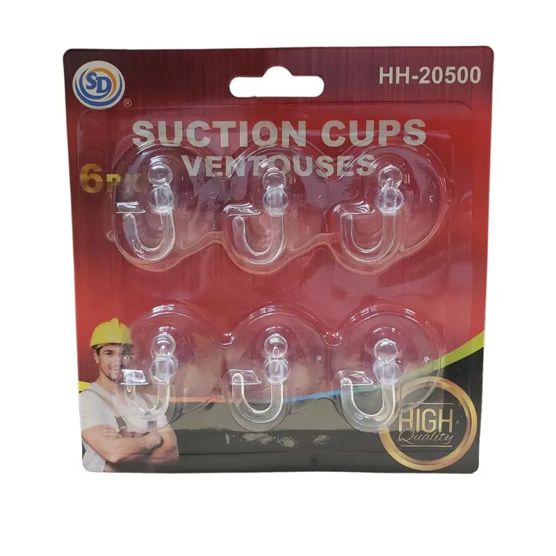 Suction Cup Hook – Heavy-Duty Adhesive Mount With Integrated Hook (6 Per Pack) 1
