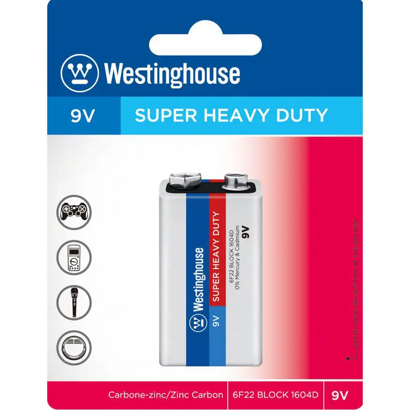 Super Heavy-Duty 9V Battery – Alkaline, Long-Lasting Power (6F22-Bp1) 1