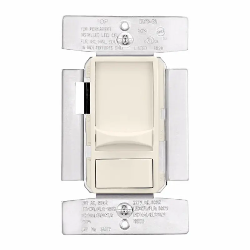 Sut7-La Decora-Style Slide Dimmer – 120V, 3-Way Capable, Integrated On/Off Toggle, Almond Finish 1