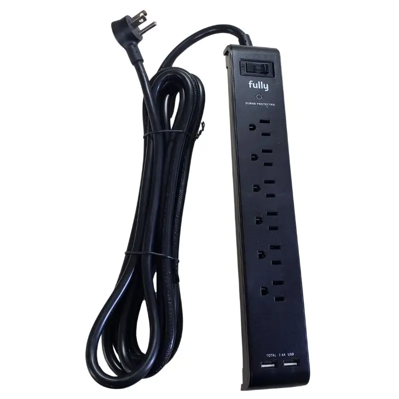 Thu6046 Surge-Protected Power Strip — 6 Outlets, 12-Foot Cord, Right-Angle Plug, Dual Usb Ports 1