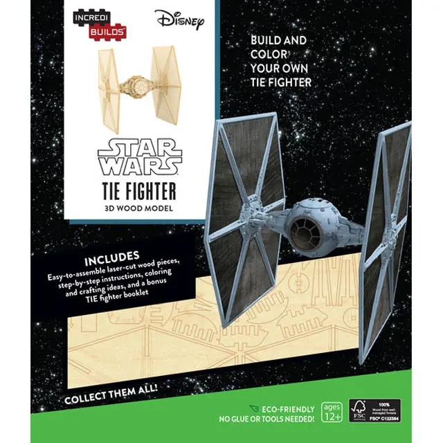 Tie Fighter 3D Wooden Puzzle – Star Wars Collectible Building Set 1