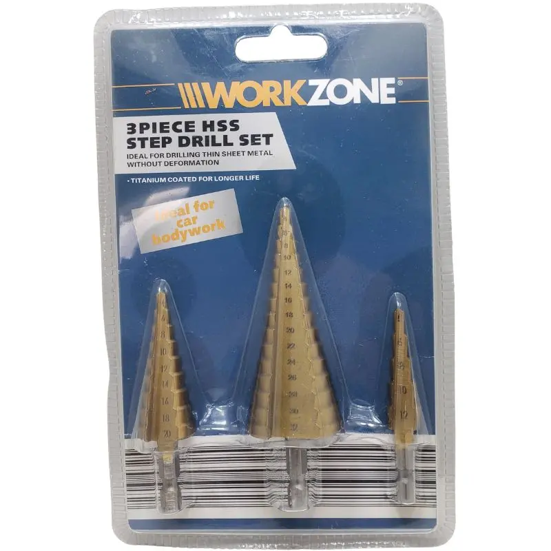 Tnhf-9034 Titanium-Coated Step Drill Bit Set – 3-Piece Hss Kit (4Mm To 32Mm Range) 1