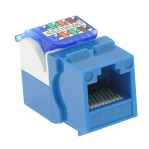 Toolless Blue Cat 5E Keystone Jack – Easy-Install Modular Data Outlet For Retrofit Projects 1