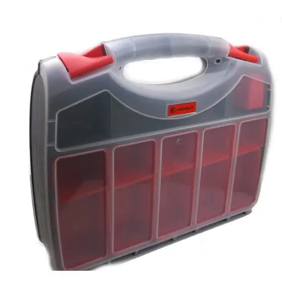 Tryf-6849 Clear Component Storage Box – 11×13×3 Inch Dual Flip-Top With Adjustable Dividers 1