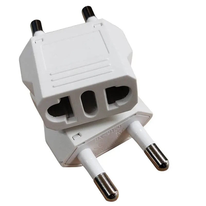 Two-Pin Euro Travel Adapter – 4.8 Mm Plug To Universal Socket, Compatible With Middle East & Eastern Europe Outlets 1