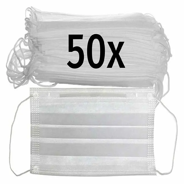 Tzsj-409-50 - Disposable 3-Ply Earloop Face Mask – White, Pack Of 50 1