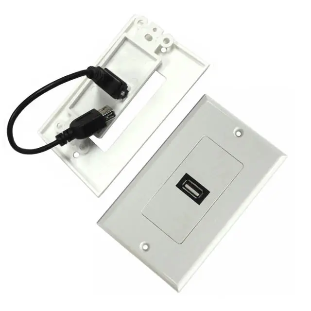 Usb-A Female Pigtail Wall Plate In Plastic Housing For Flexible Wiring 1