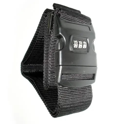 Whh-2599 Adjustable Luggage Strap With 3-Digit Combination Lock (Black/Red) 1
