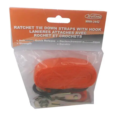 Whh-3442 Ratchet Tie-Down Strap – 3-Foot Length With Hook And Fastening Buckle 1