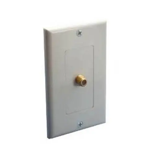 White Plastic F-Type Female Wall Plate With Single-Port Coaxial Connection 1