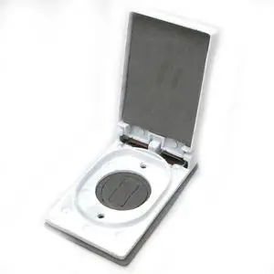 White Twist-Lock Electrical Box – 4.5" × 2.75", Rated 20A/30A With Cover 1