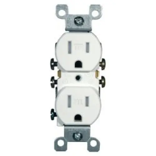 White Two-Position 15A 125V Receptacle Insert Compatible With Standard Wall Plates 1