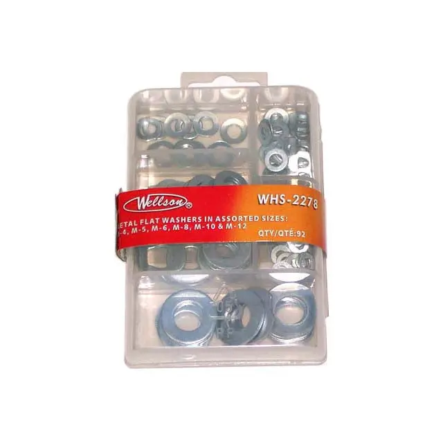 Whs-2278 Assorted Metal Flat Washer Kit – M4 To M12 Sizes, 92-Piece Set 1