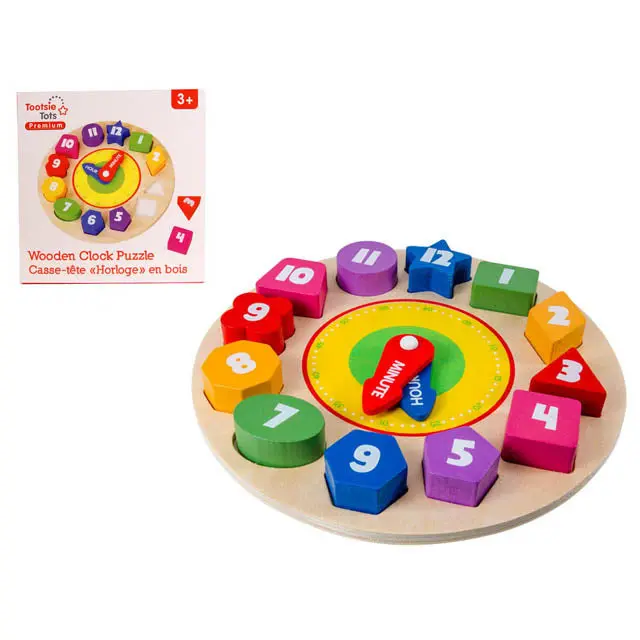Wooden Clock Puzzle – 13-Piece Time-Learning Educational Toy 1
