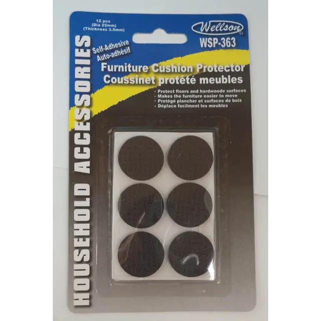 Wsp-363 Adhesive Chamois Round Feet – 25×3Mm, Pack Of 12 For Vibration Dampening 1