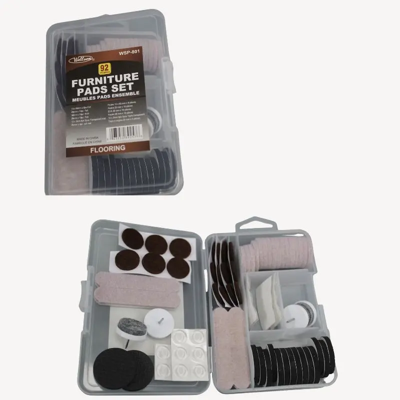 Wsp-801 – 92-Piece Furniture Leg Protector Kit Featuring Clear Rubber And Felt Pads (Round & Rectangular) 1