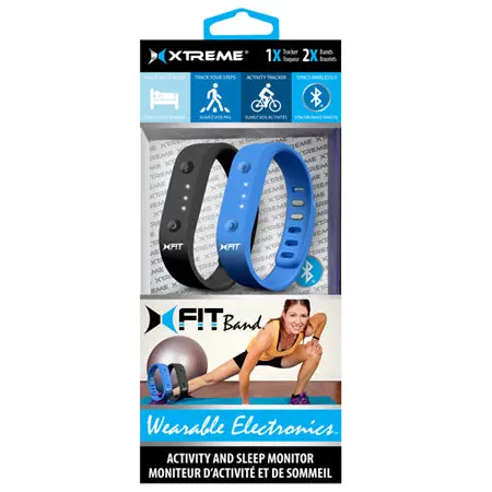 Xfit Activity & Sleep Tracker Band Set – Black + Blue, 2-Pack 1