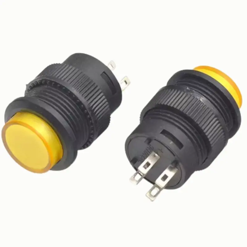 Yellow Backlit Latching Push Button – 16Mm, Spst No/Nc, Rated 3A/250V 1