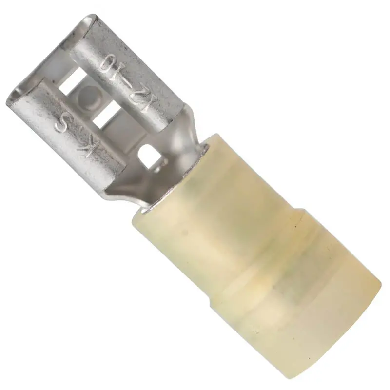 Yellow Quick-Connect Female Terminal – 0.250" Tab, 12–10 Awg, Nylon Double-Crimp, Pack Of 4 1