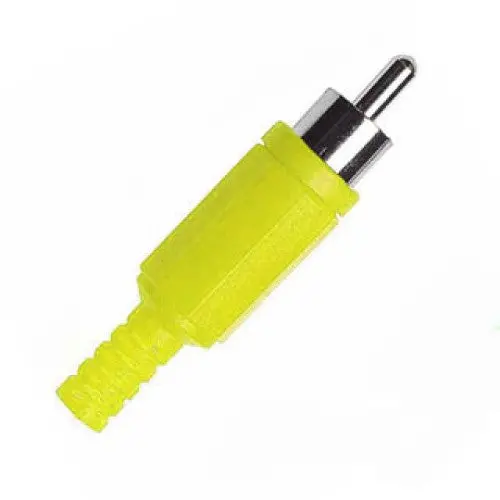 Yellow Tin-Plated Inline Rca Plug – Plastic Housing With Strain Relief (2 Per Pack) 1