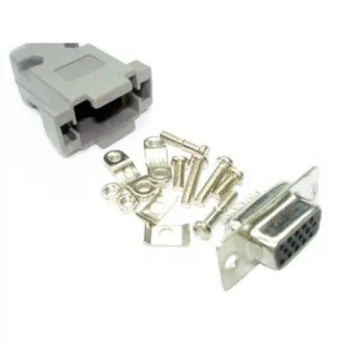 Z-4440 – Heavy-Duty Db15 Female Solder Terminal, Tin-Plated, With Gray Plastic Hood 1