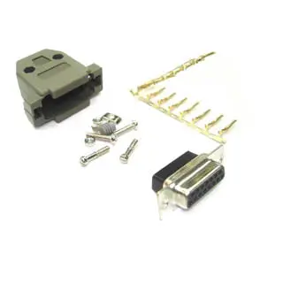 Z-6520 Db15 Female Crimp Connector With Grey Plastic Hood And Pins 1