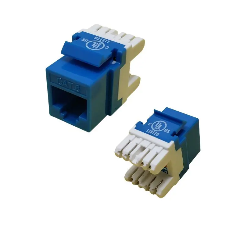 Zkcat6-180B Blue Cat6 Keystone Jack — 110-Type, 180-Degree Angle (10-Pack) 1