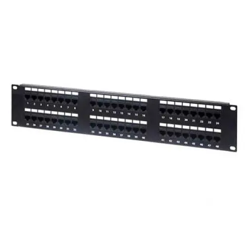 Zpp48-Cat6 – 48-Port Cat6 Patch Panel, 2U Rack-Mountable, Black 1